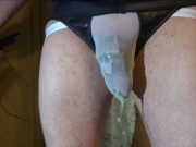 Estim e-stim electro cum is dripping through the underwear