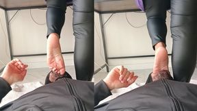 DEEP FOOT GAGGING MY SLAVE WITH 40 SIZE FULL WEIGHT STAND UP