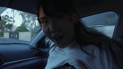 Busty asian teen seduces her boyfriend in the car with her big natural boobs (Tomie Tang, Charles Dera)