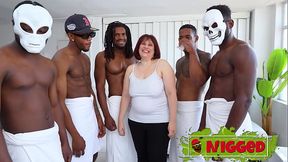 Brunette MILF Lucia Bianco gets destroyed by 5 big black cocks in interracial gangbang