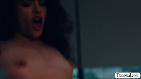 Stepmom shemale seduces and fucks her horny stepteen