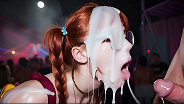 Teen cosplayers get their fill of creamy jizz at wild party