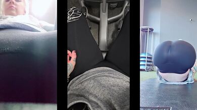 Working out and Stretching with Cameltoe at the Gym