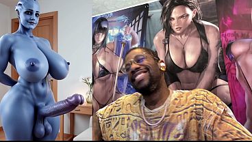Transgender Liara T'_soni Has The Perfect Smooth Ass Thicc Purple Girl Cock, AI Generated