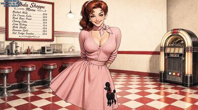 50s Pinup Girl Cums From Grok Horny ASMR Soda Choked