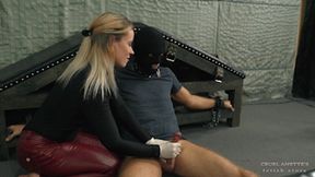 Cuffed slave jerked and punished FHD MP4