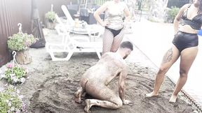 Interracial PIG HUMILIATION in the sand