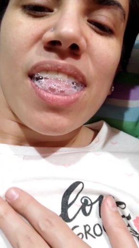 Quickie! After Blowjob Cumplay and Swallow! (no Explicit Sex)