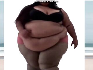 GIANT Breasty Ebony USBBW Woman is also plump to touch her toes (Solo, AI-Generated, VB12a)