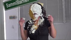 Throwing pies at Karen'_s face - Humiliated bitch