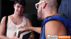DILF Marco Lorenzo barebacks twink Rob Quin in the locker room