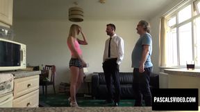 Long legged Jentina widens her wet pussy to take big cock