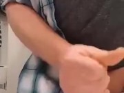 Jerking off a load after work, big Cumshot, Fab Flip