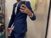 Hard on suit big dick on slow motion