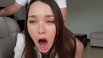 Anal sex with a young sexy brunette. Stretching her tight ass.
