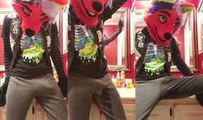 Fursuit Vixen Soaks Leggings Pissing Cums Gushing Mess Destroyed
