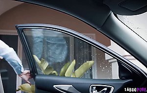 Stirling hits Adiras teen pussy as Adira hits his car