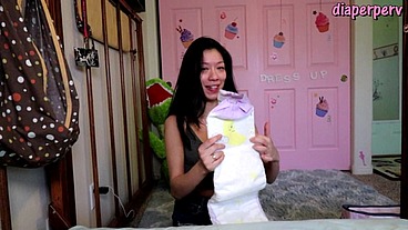 Mean college girl has to change messy adult diaper!