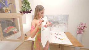 solo paint hard dildo fuck