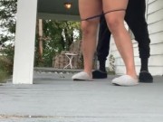 LATINA GETS CAUGHT BEING A WHORE ON PORCH AFTER NOSEY NEIGHBORS GET HOME EARLY