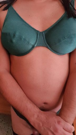 Green Nylon and Lace Panties and Bra, POV