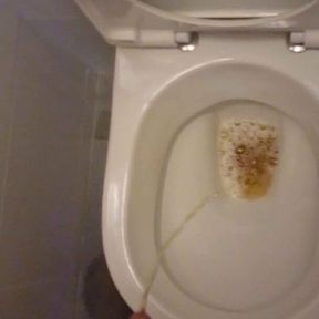 Pissing to toilet