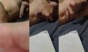twink cumm after tired of studying raw horny solo handjob