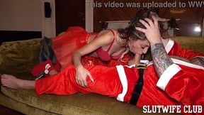 Skinny Latina MILF Candie Cross makes dirty Santa cum twice