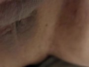 Leaking through cock cage with massager