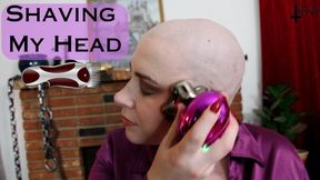 Shaving My Head - WMV SD - ft Jane Judge in this solo headshave scene where her huge tits get covered in hair cut from her short haired head! Watch her go all the way bald
