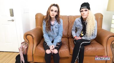 Blonde milf domination where petite sluts Lola and Sassy get their juicy tits sucked