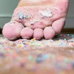 Mommy Crushes Cereal with Her Feet