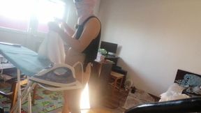 Latina wife gets fingered while doing housework naked