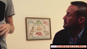SayUncleNetwork.com - Athletic stepson sprays cum while riding big dicked daddy's coc
