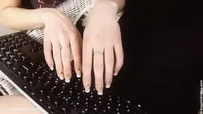 Orina and Anise hot lesbian brunettes fuck near the computer by Sapphic Erotica