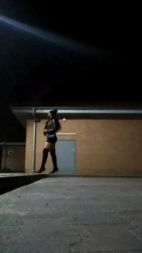 sissy crossdresser sexy walk on street