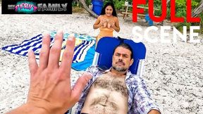 Busty Stepsis Rides Me Hard on the Beach, Creampie Finish
