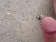 Pissing on public tile