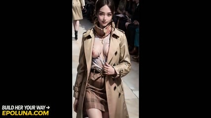 AI generated busty blonde wearing high fashion brand and showing pussy