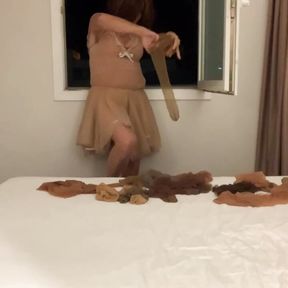 In tan stockings, anal pleasure in hotel