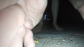 Naked Piss Shower and Self Spanking in a Cold Night