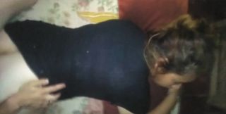 While Recording with the Cell Phone I Took Her From the Side with Her Black Dress Raised