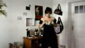 Beautiful and sexy brunette on webcam flashed her tits