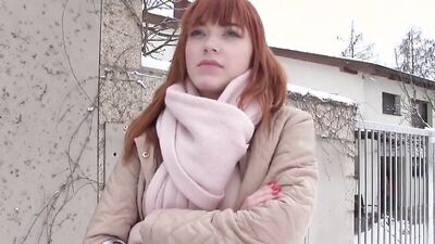 Redheaded babe Anny Aurora is riding stranger's dick inside the car