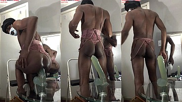 *MEMBERS ONLY* Ass Monkey's Ass lips - Gaysex Bottom Bitch Recieves Deep Anal sex In Panties - Angle 5/6