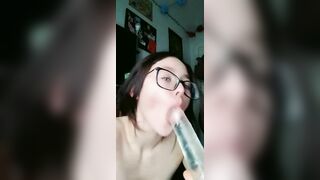 PAWG Deep Throats her Sex Toy an does a Lil JOI Fof Fans