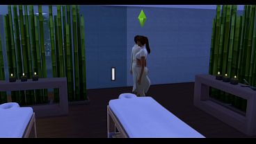 Hot and young masseusse gives bjs and hjs and gets spitroasted by her clients