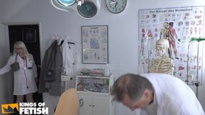 Blonde Patient Gets Her Pussy Fucked by a Old Doctor and Pussy Pleased by His Nurse