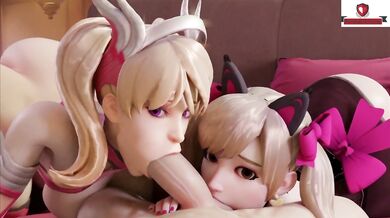 HMV D.Va Mercy Threesome Anal Anime