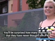 PublicAgent Blonde with big boobs gets cum over her tight pussy